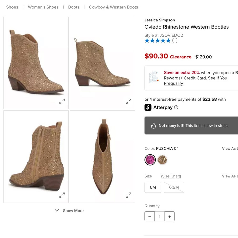 Jessica Simpson Oviedo Rhinestone Western Booties Sz 8.5
